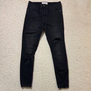 Free People Black Distressed Skinny Jeans